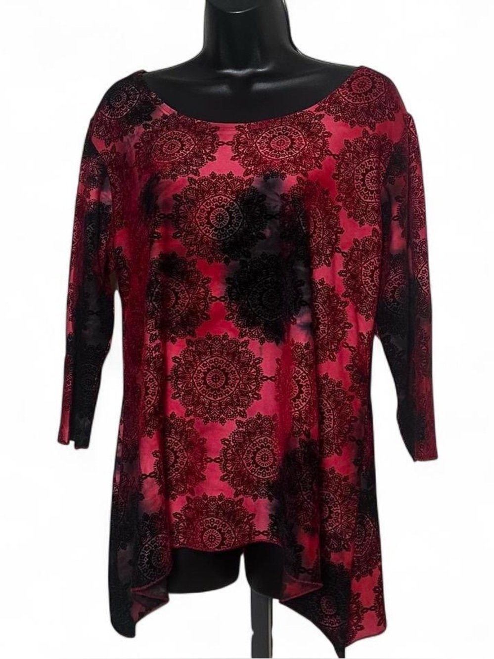 🎁5 FOR $50 SALE🎁 NWOT Shannon Ford Elegant Burnt Red & Black‎ Boho Pattern Top